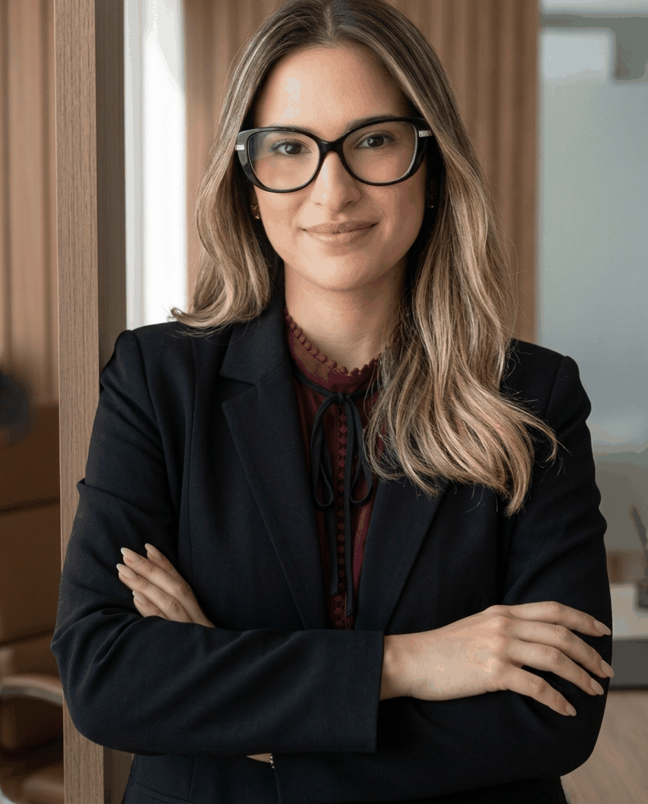 Amanda Arruda Gurgel, advogada, em retrato profissional no escritório em Natal/RN